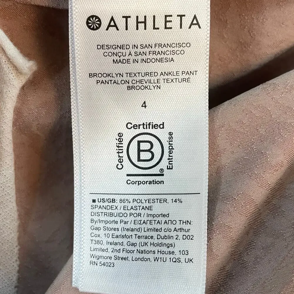Athleta Brooklyn Ankle Pants Womens 4 Beige Stretch Travel Career Office